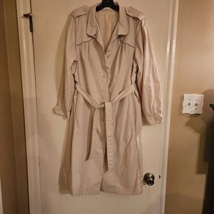 Ms Freddie International  trench coat with belt size 16..Tan colored